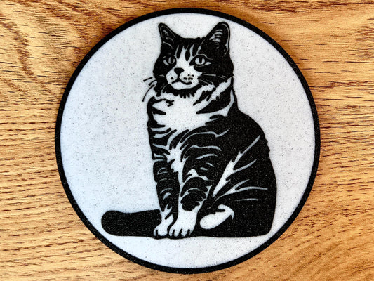 American Bobtail Cat Coaster | Marble Effect