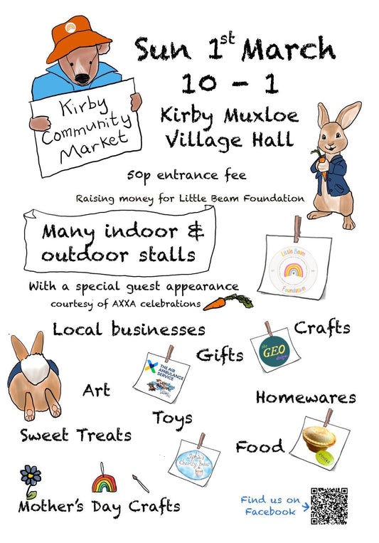 We'll be attending the Kirby Muxloe Community Market on the 1st of March