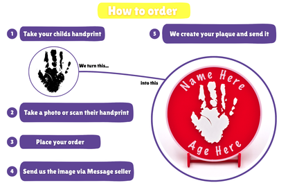 Personalised 3D Child Handprint Standing Plaque