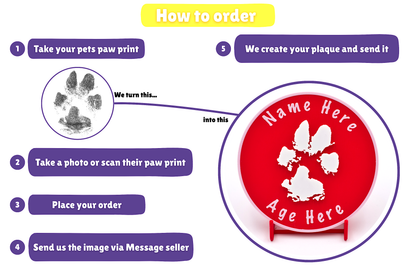 Personalised 3D Dog Paw Print Standing Plaque