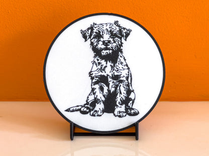 Border Terrier Dog Coaster | Black & White