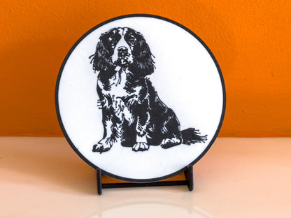 English Springer Spaniel Dog Coaster | Black & White