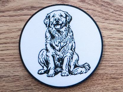 Golden Retriever Dog Coaster | Black & White