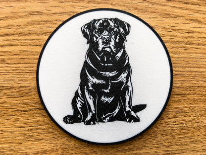 Rottweiler Dog Coaster | Black & White