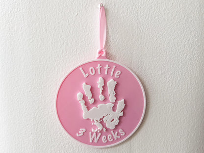 Personalised 3D Embossed Child Handprint Hanging Plaque | 4x Colours Available