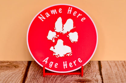 Personalised 3D Dog Paw Print Standing Plaque