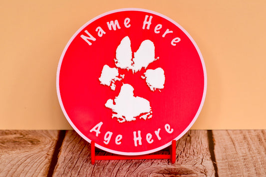 Personalised 3D Dog Paw Print Standing Plaque