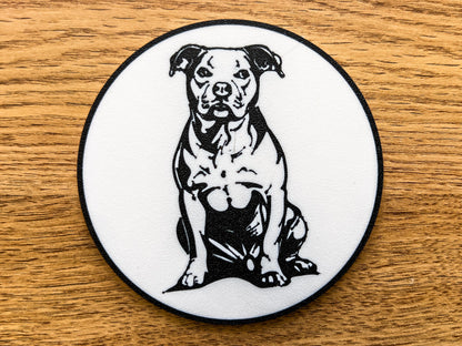 Staffordshire Bull Terrier Dog Coaster | Black & White