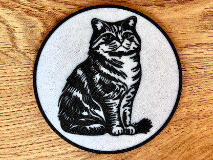 Highland Fold Cat Coaster | Marble Effect