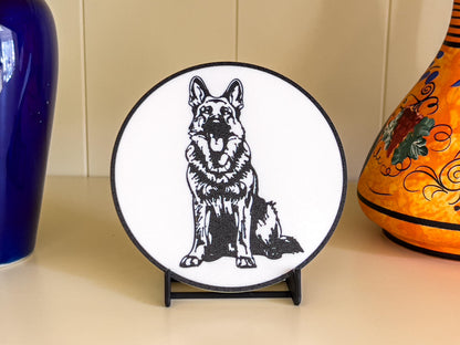German Shepherd Dog Coaster | Black & White