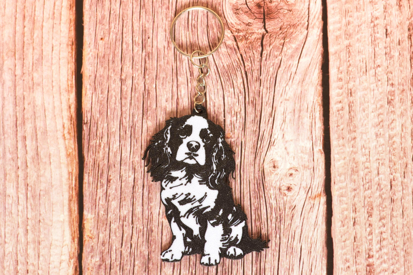 Cavalier King Charles Spaniel Silhouette Keyring