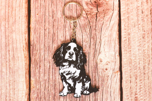 Cavalier King Charles Spaniel Silhouette Keyring
