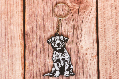 Border Terrier Silhouette Keyring