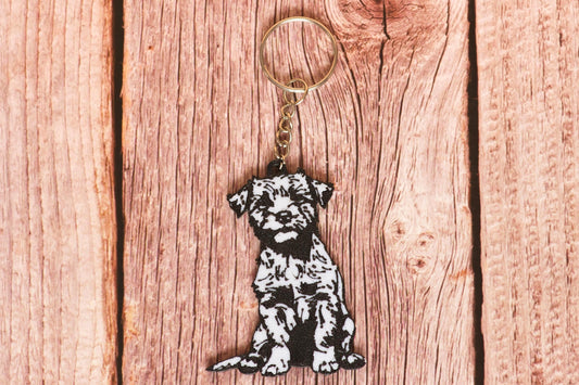 Border Terrier Silhouette Keyring